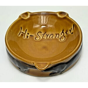Vtg Hi Stranger! Japan Dachshund Weiner Dog Trinket Dish Ashtray Ceramic Pottery